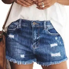 VIOLA: Ripped Denim Shorts
