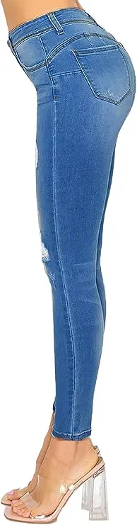 WAX JEAN Women's Butt I Love You Push-Up Destructed Modal Basic Skinny Jeans