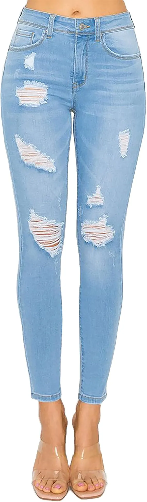WAX JEAN Women's Butt I Love You Push-Up Destructed Modal Basic Skinny Jeans