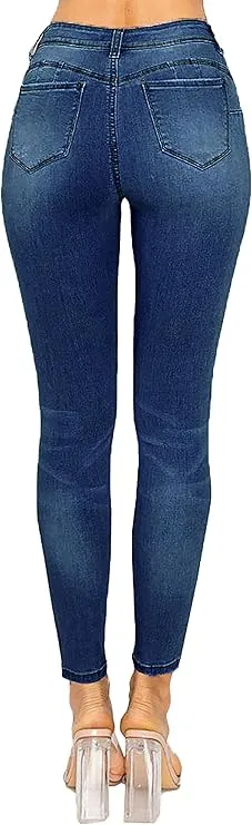 WAX JEAN Women's Butt I Love You Push-Up Destructed Modal Basic Skinny Jeans