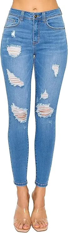 WAX JEAN Women's Butt I Love You Push-Up Destructed Modal Basic Skinny Jeans