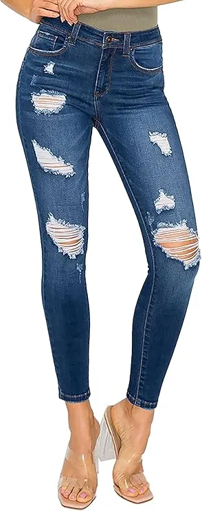 WAX JEAN Women's Butt I Love You Push-Up Destructed Modal Basic Skinny Jeans