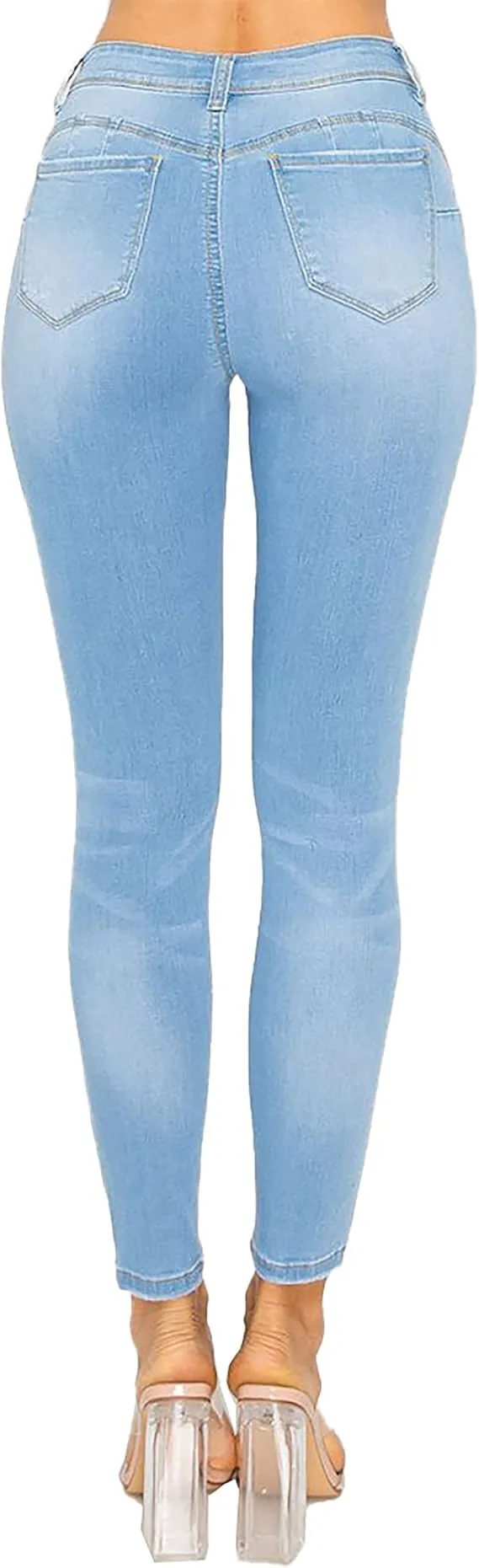 WAX JEAN Women's Butt I Love You Push-Up Destructed Modal Basic Skinny Jeans