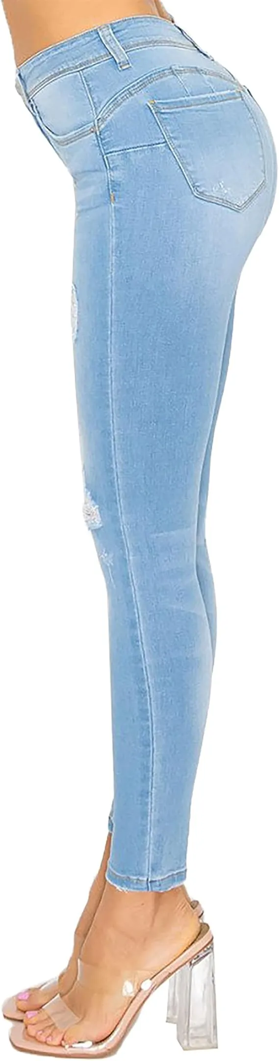 WAX JEAN Women's Butt I Love You Push-Up Destructed Modal Basic Skinny Jeans