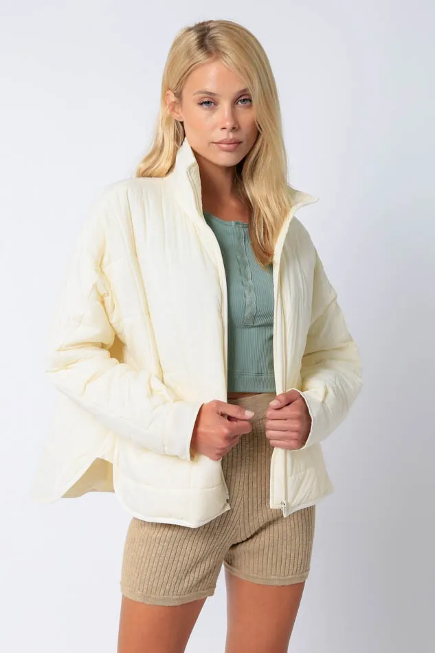 Weekender Cream Quilted Puffer Jacket