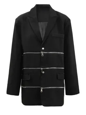 Wenkouban-Winter outfits Christmas Two Way Zipper Oversized Blazer Jacket