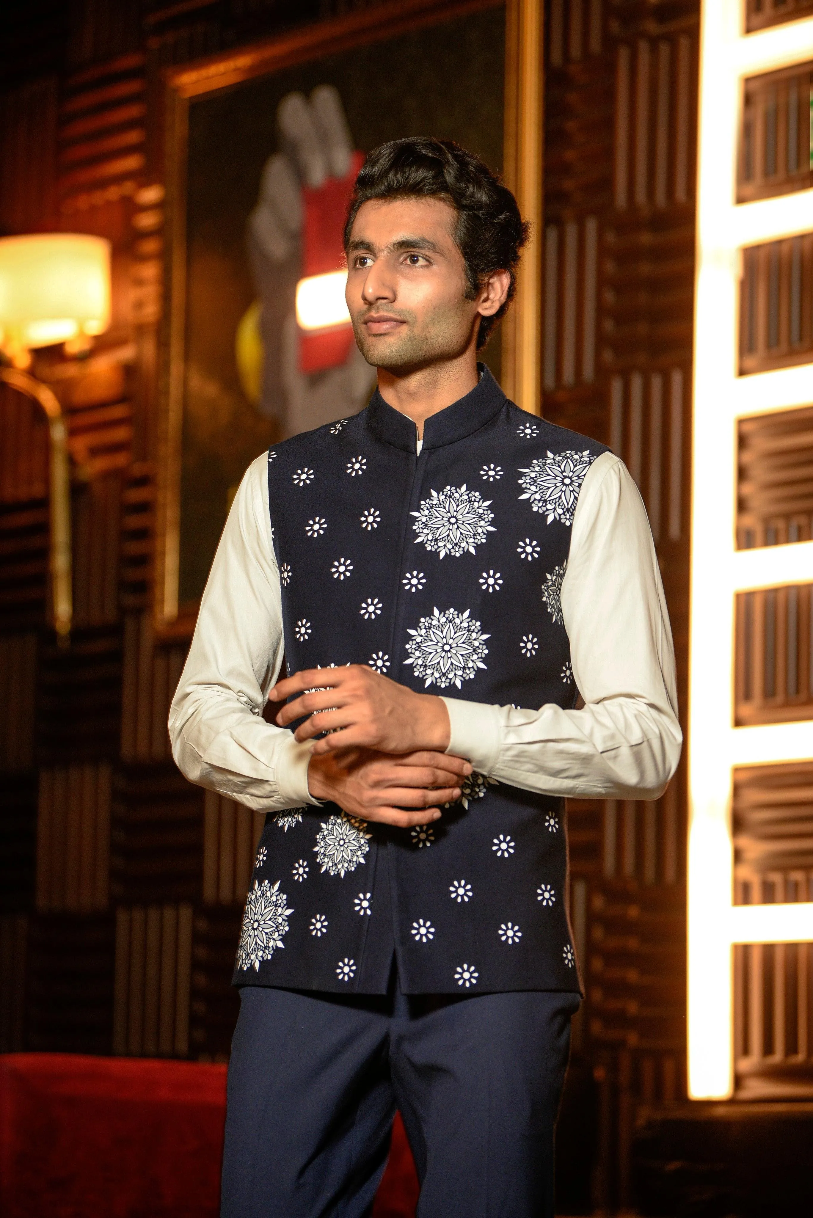 White waistcoat with floral detailing