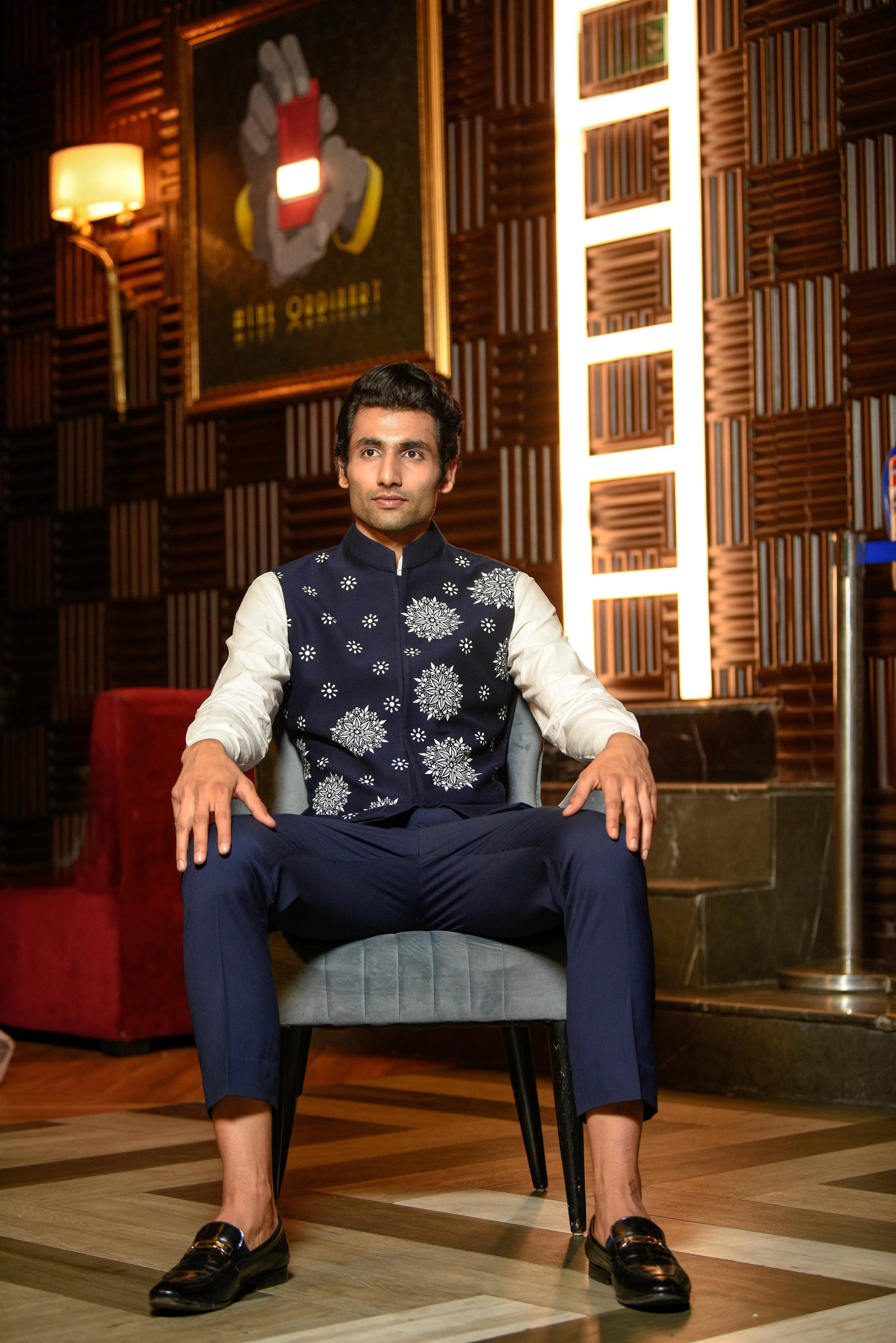 White waistcoat with floral detailing