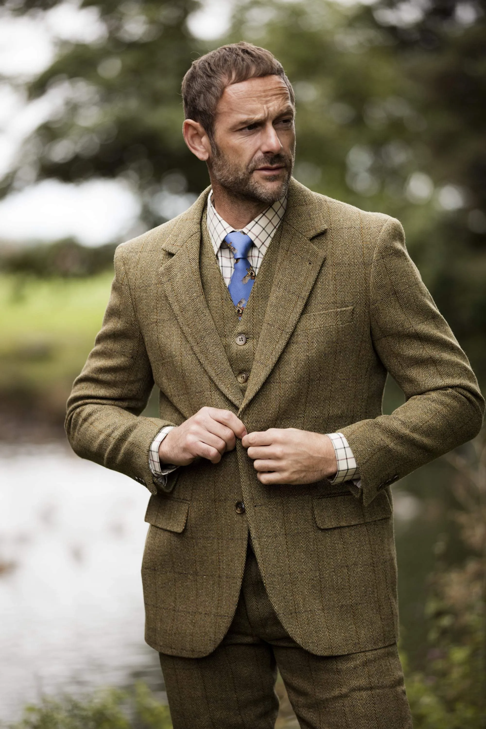 Windsor mens blazer, tweed, lys salvie