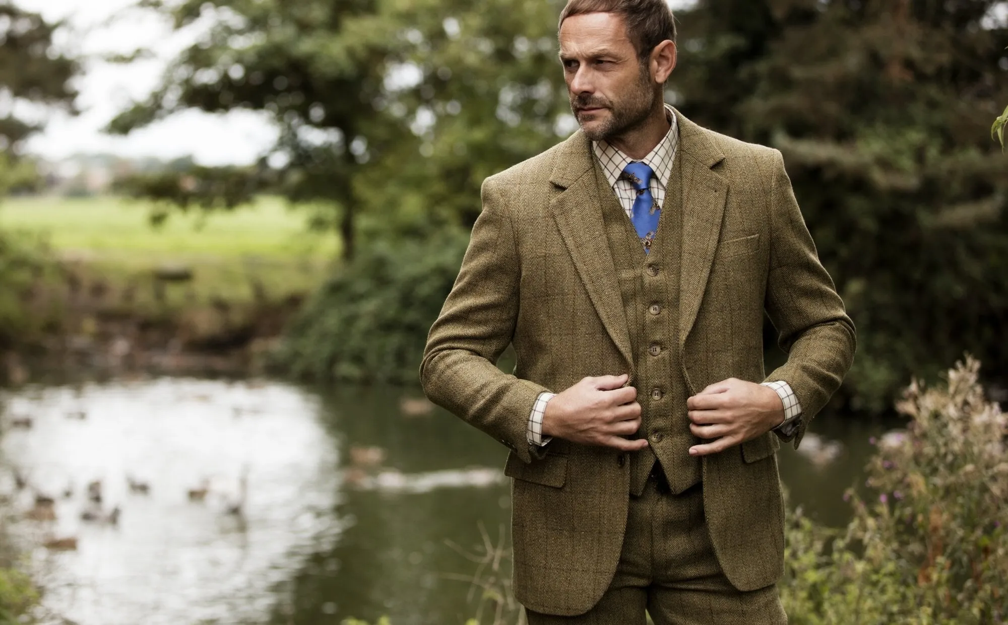 Windsor mens blazer, tweed, lys salvie