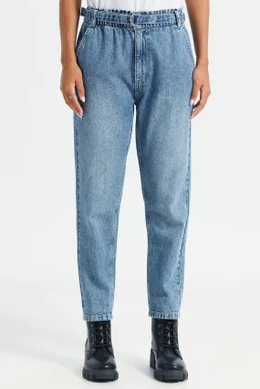 Women Blue Belted Jeans