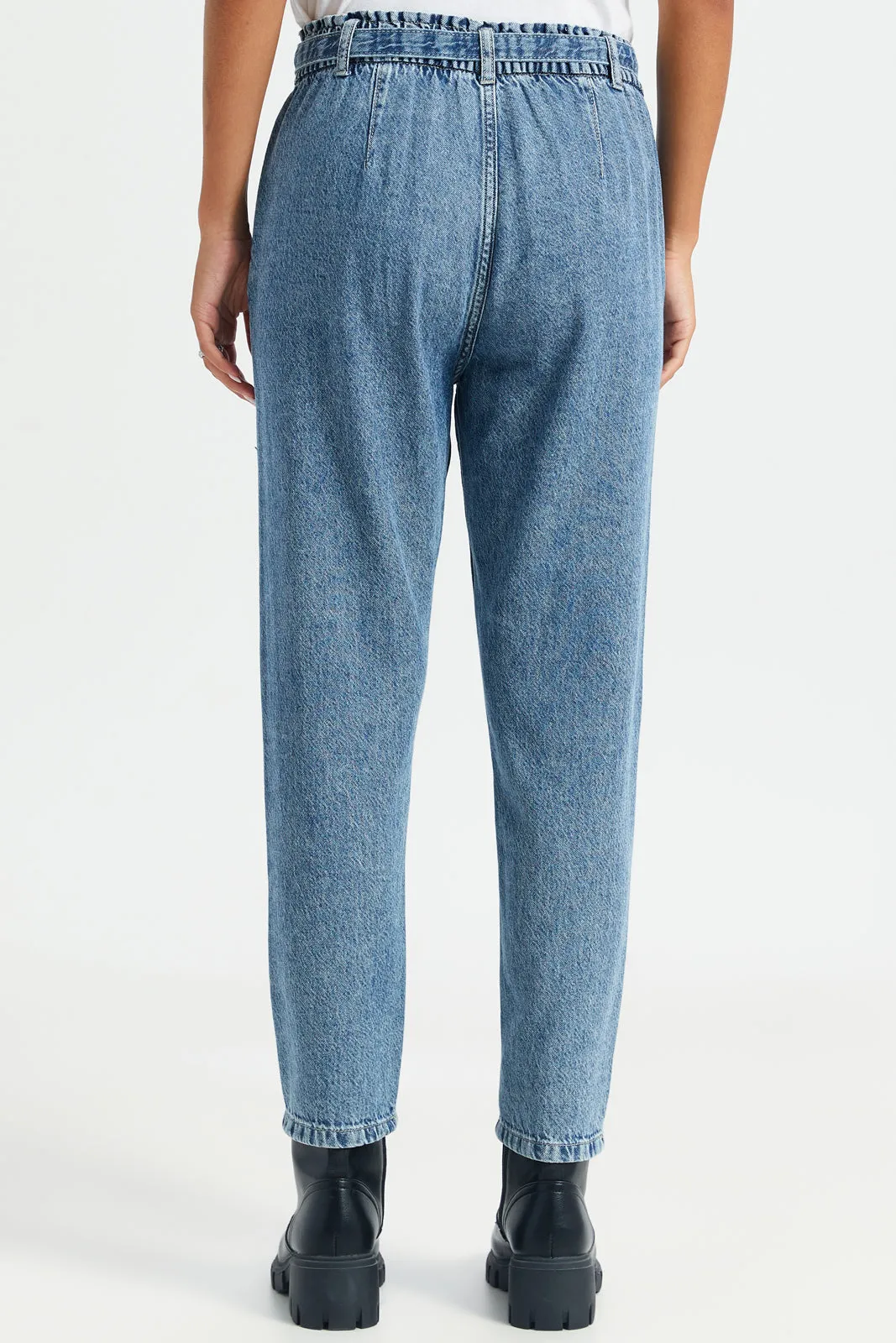 Women Blue Belted Jeans