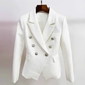 Women's Blazer Double Beasted Coat wit Buttons Trendy Jackets