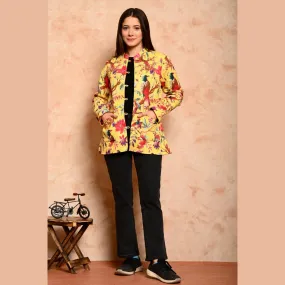 Women's Cotton Floral Print Quilted Jacket