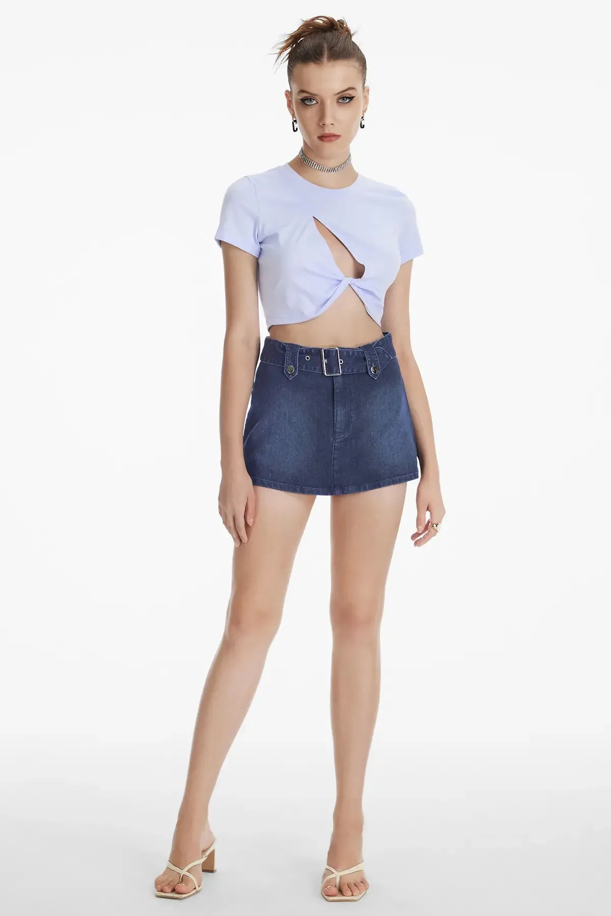 Women's Cut Out Twist Crop Tee