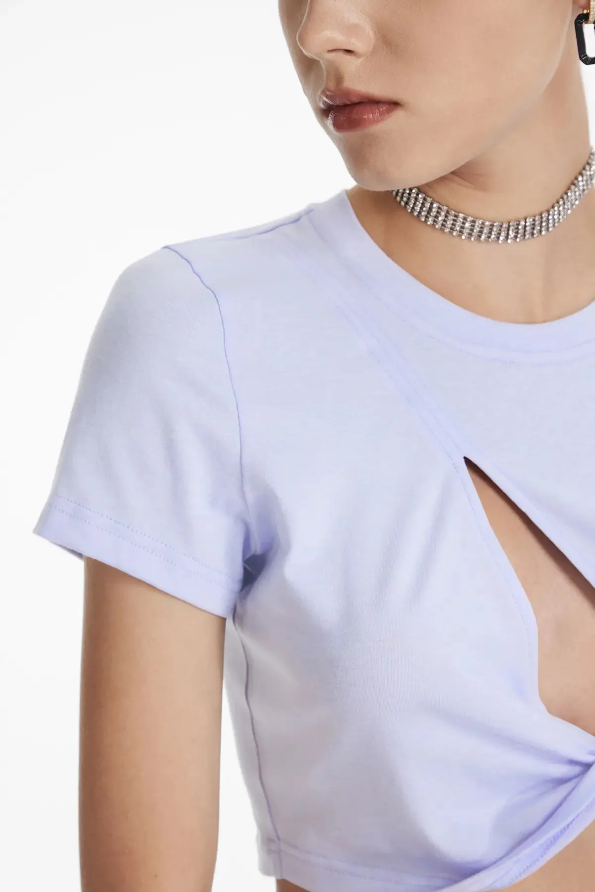 Women's Cut Out Twist Crop Tee