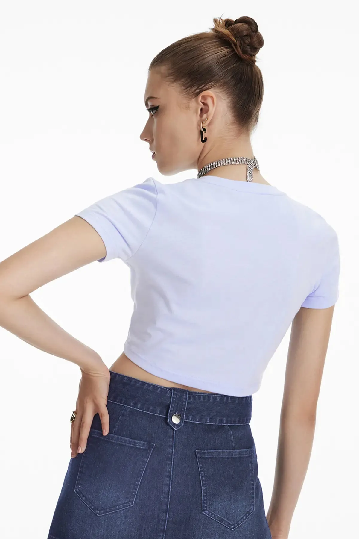 Women's Cut Out Twist Crop Tee