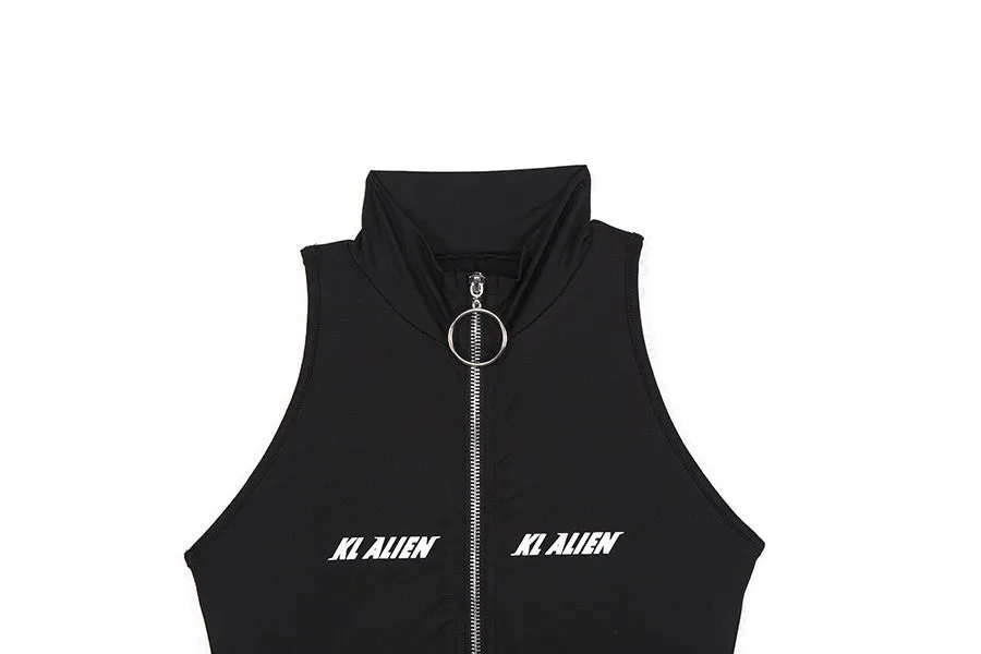 Women's Summer Sleeveless Fitness Bodysuit With Turtleneck