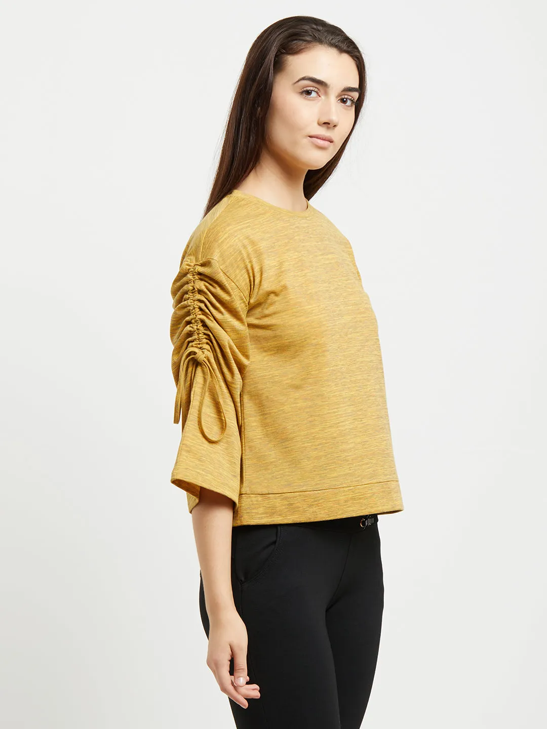 Yellow Solid Full Sleeves Top