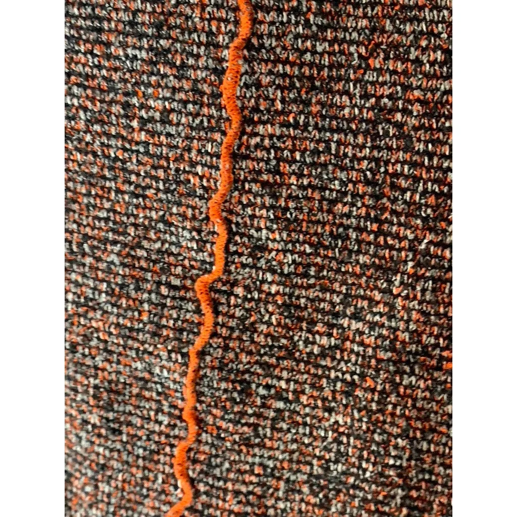 ZARA TRAFALUC Women's Brown/Orange Overstitch Lettuce-Trim Knit Crop Top SZ S